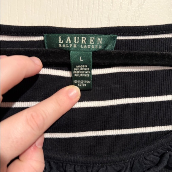 Ralph Lauren black and White Striped Short Sleeve top - Picture 2 of 4